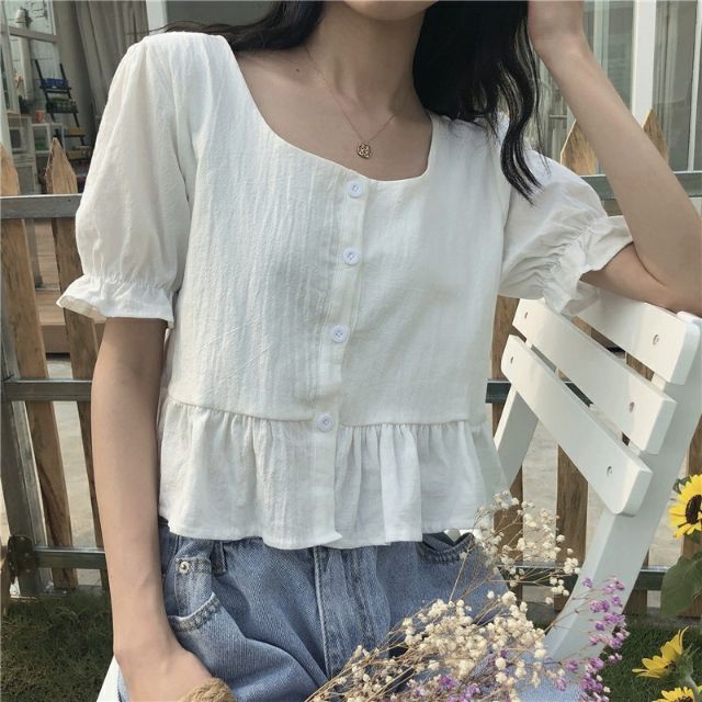 (SẴN) Áo sơ mi nữ ulzzang kiểu dáng croptop