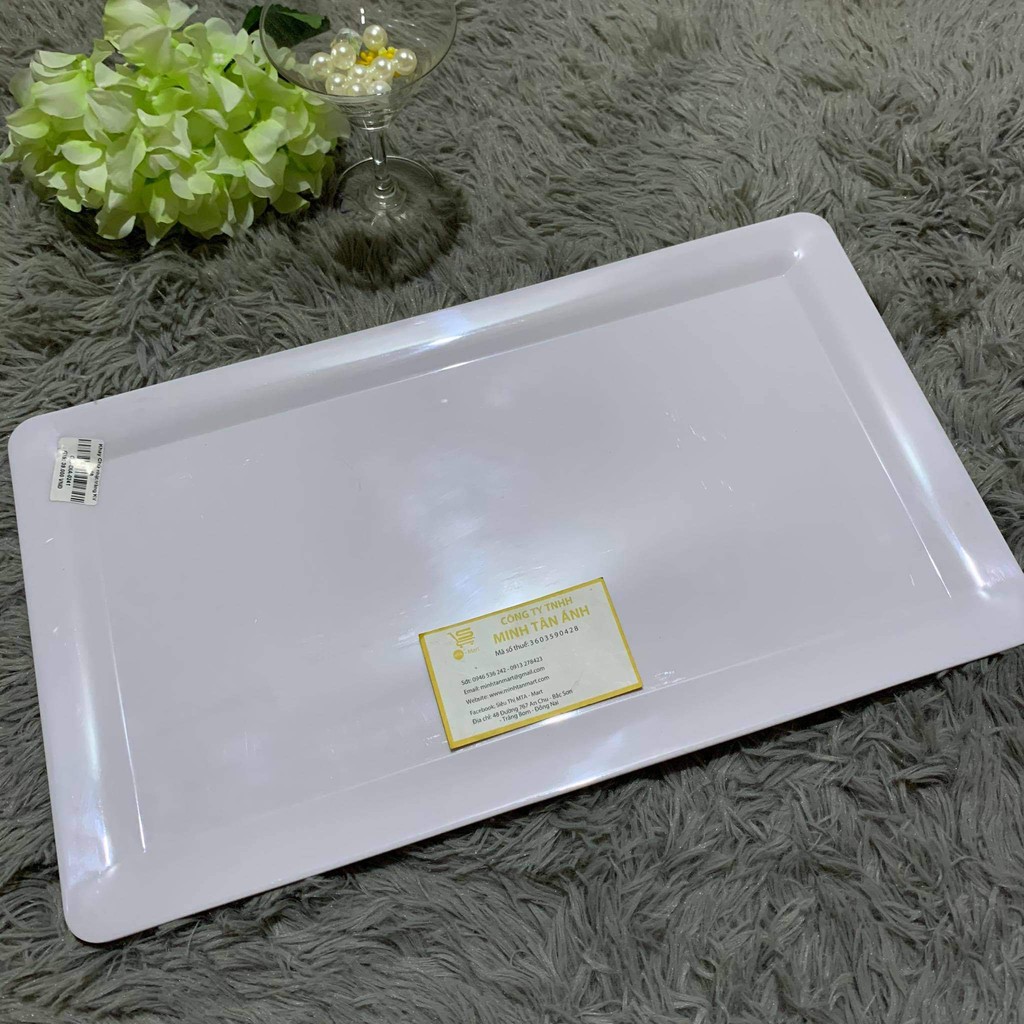 Khay nhựa hình chữ nhật màu trắng fataco lớn KHV18