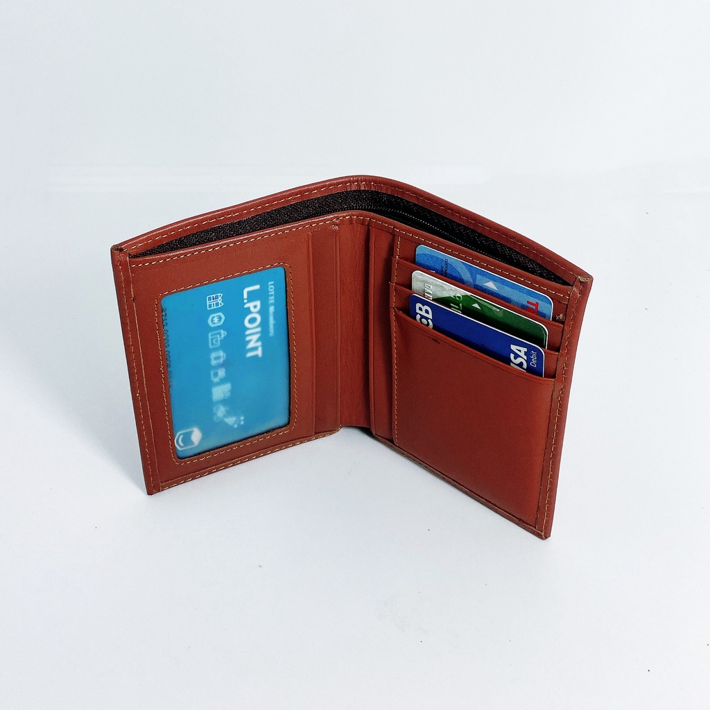 Ví da bò thật cao cấp kiểu khâu kim dáng đứng dành cho nam thương hiệu Jun Secret JSKKD đa màu sắc