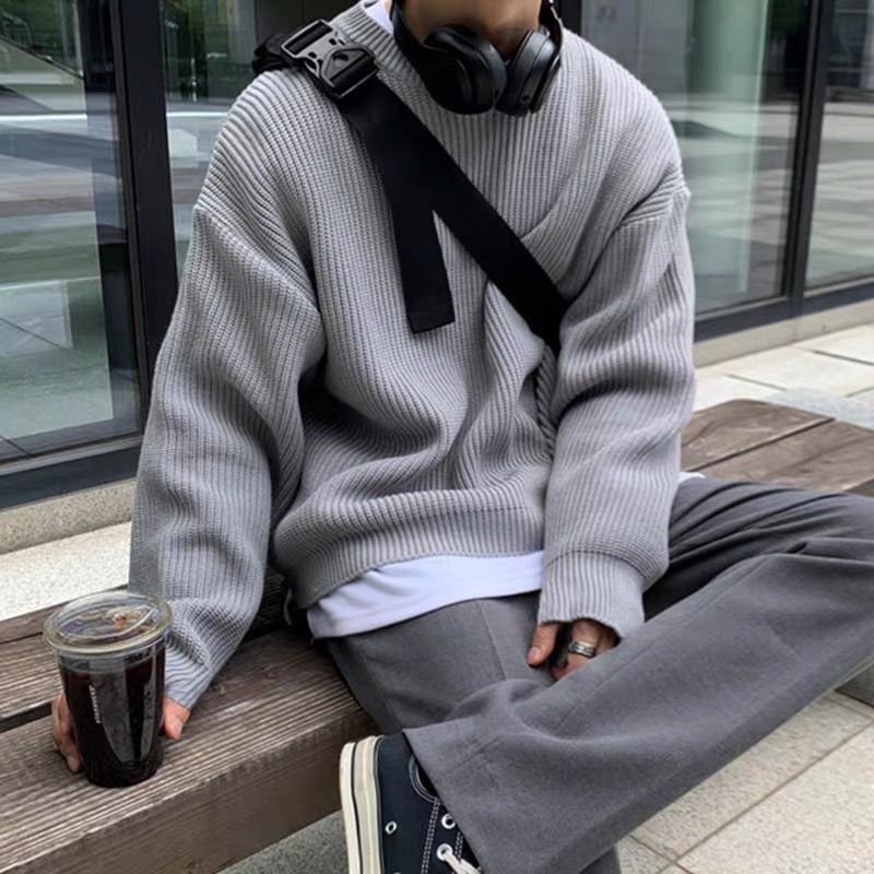 Áo Sweater Dệt Kim Cổ Tròn Màu Sắc Đơn Giản Thời Trang Thu Đông Cho Cặp Đôi Size M-2xl