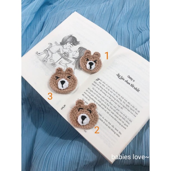 gấu baer, sticker, huy hiệu len handmade