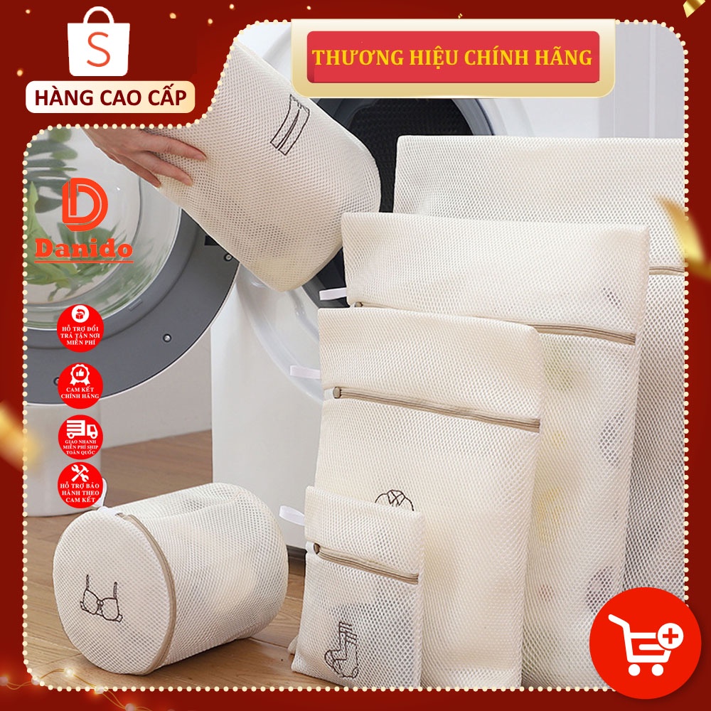 Bộ 6 túi giặt 03 lớp TG1 cao cấp bảo vệ quần áo, Túi lưới giặt quần áo vớ có khóa kéo nhiều kích thước chính hãng Danido