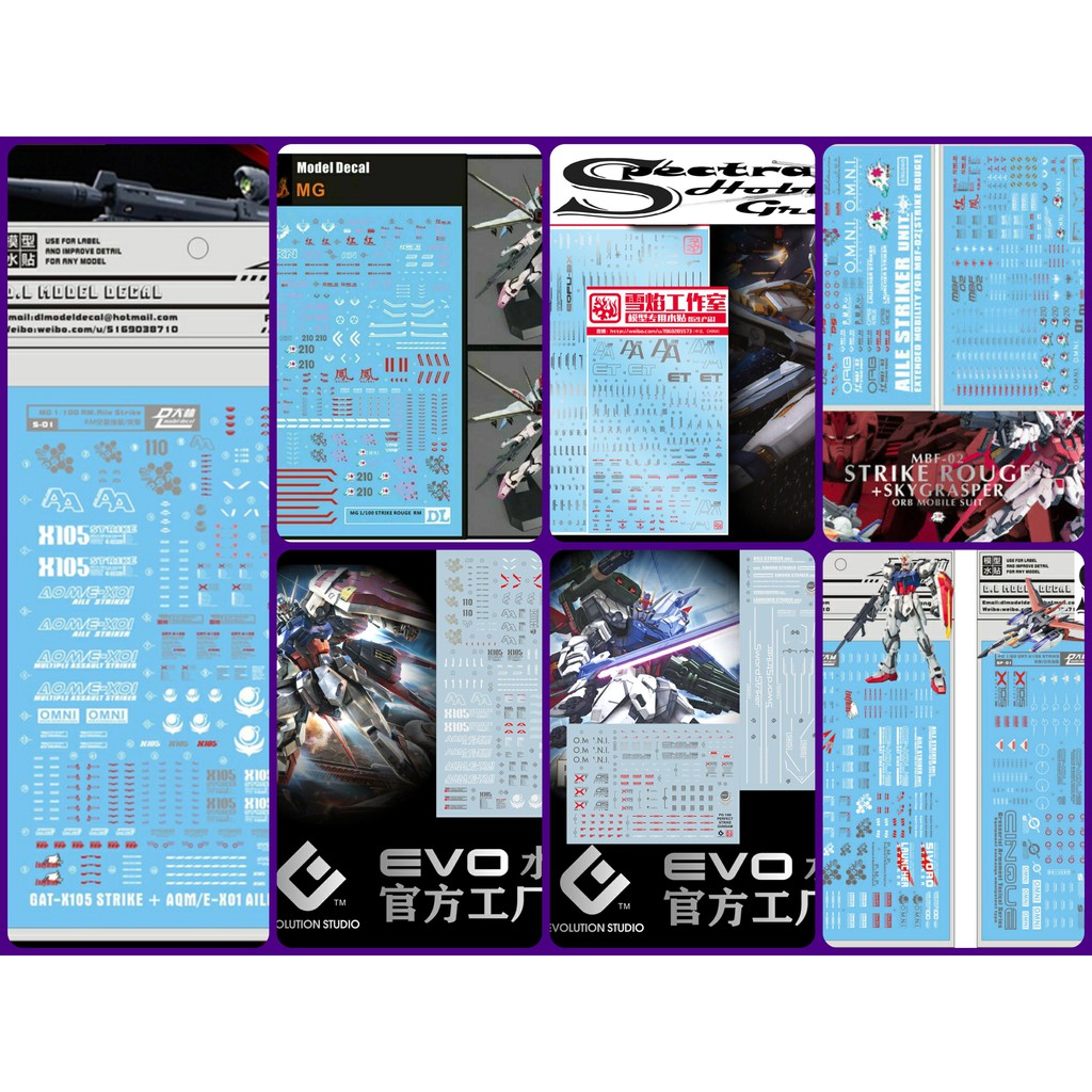 Decal nước dán mô hình PG MG MB RG HG Aile Strike | Rouge | Strike Freedom | gundam Seed các loại - Water sticker