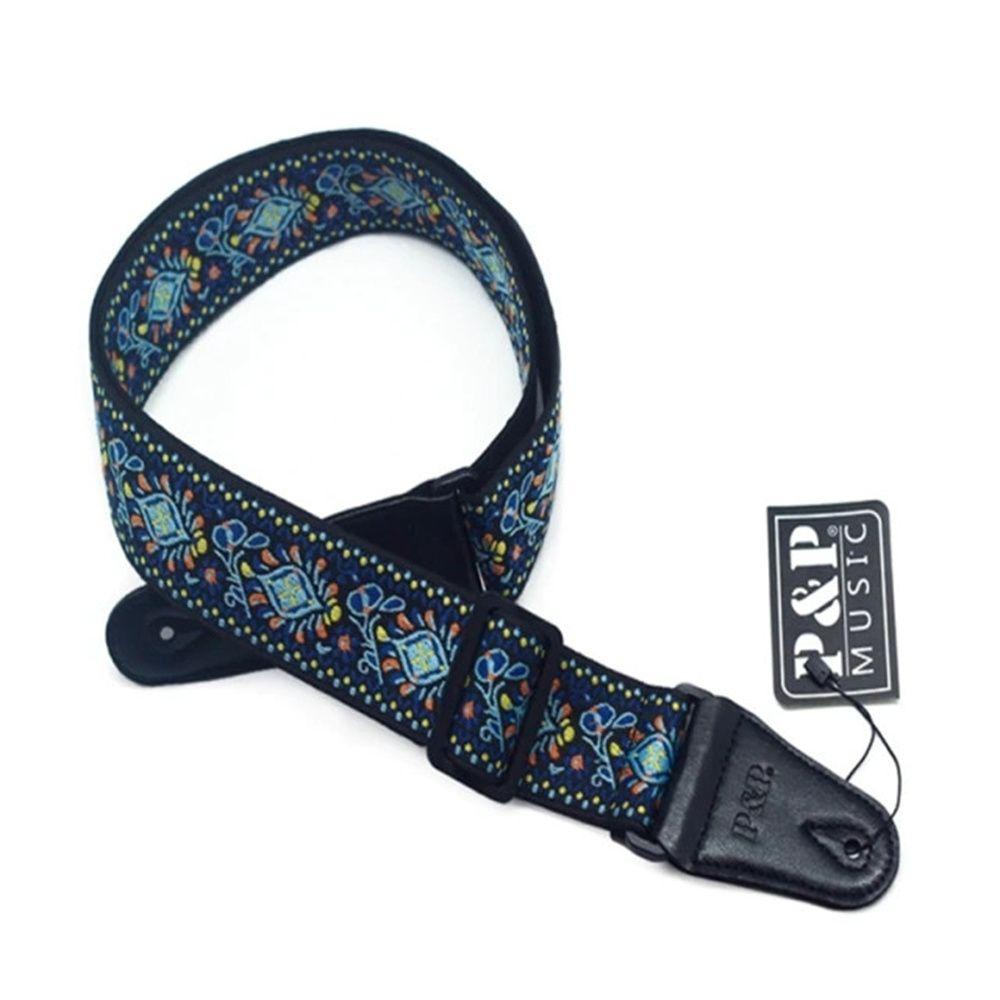 Dây Đeo Đàn Guitar Bằng Cotton Thêu Họa Tiết Có Thể Điều Chỉnh