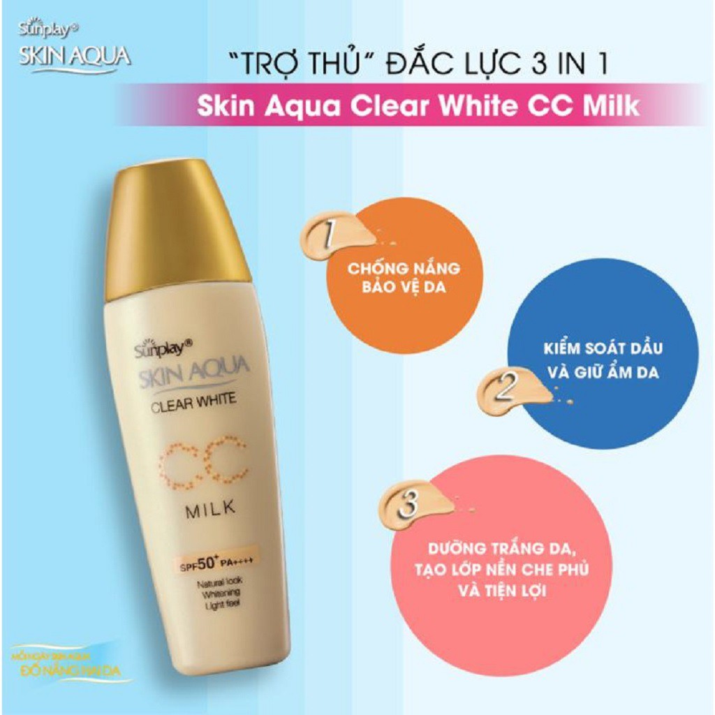 Sữa Chống Nắng Tạo Nền Trắng Mịn Sunplay Skin Aqua Clear White CC Milk 25g