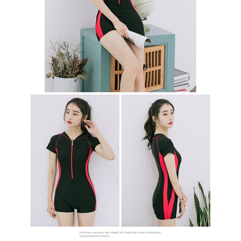 Đồ bơi nữ kín đáo liền thân cao cấp - Đồ tập Yoga cộc tay quần lửng BBW8802