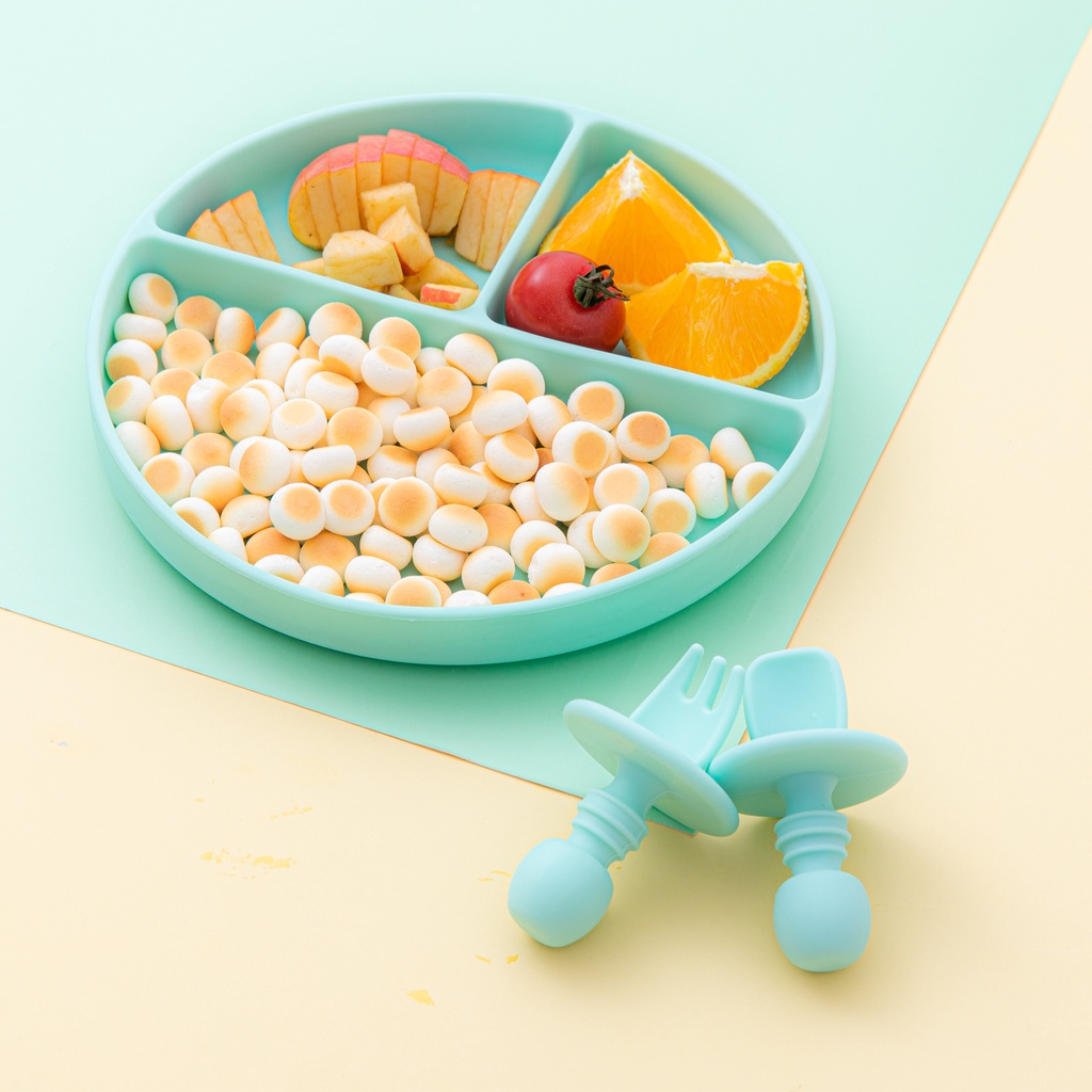 1 Đĩa / Đĩa / Dụng Cụ Ăn Bằng Silicone Chống Trượt Thấm Hút Ba Ngăn Cho Bé (Chỉ Có Đĩa)