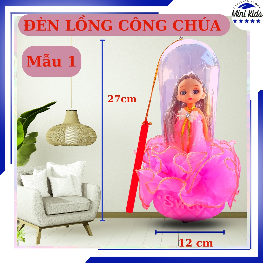 Búp bê công chúa bong bóng xoay 360º di chuyển thông minh, có tay cầm, có nhạc và ánh sáng đẹp mắt - tặng pin - MiniKids