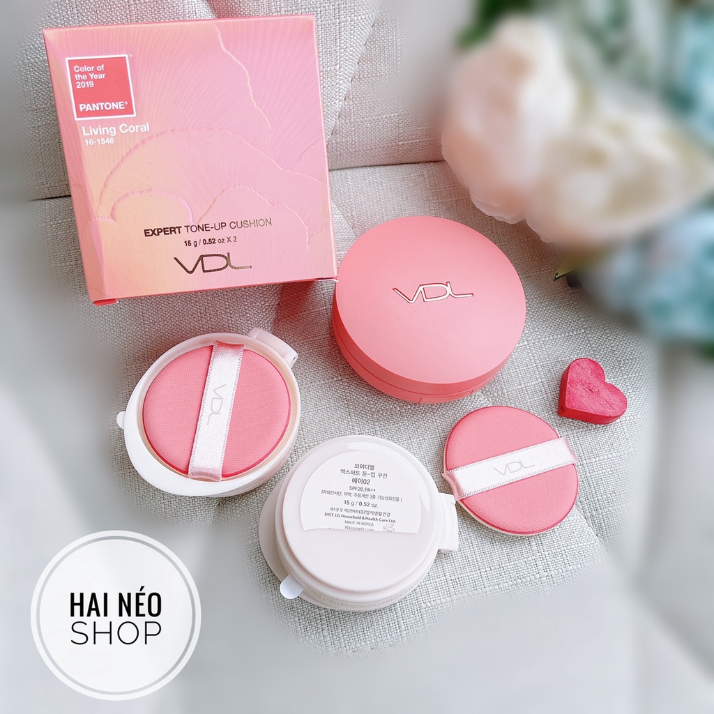 Phấn nước nâng tone kiềm dầu che phủ hoàn hảo VDL PANTONE 2019 Expert Tone Up Cushion (màu A02 tương đương tone 21-22)