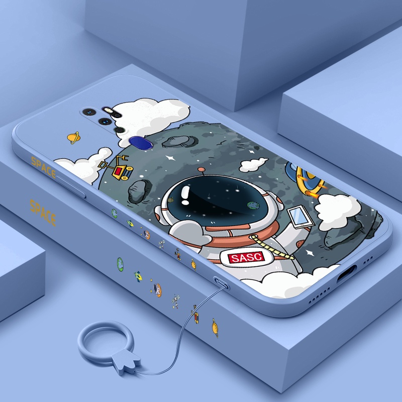 Ốp Điện Thoại silicone TPU Hình Phi Hành Gia Có Dây Đeo Cho oppo a9 2020 a5 2020