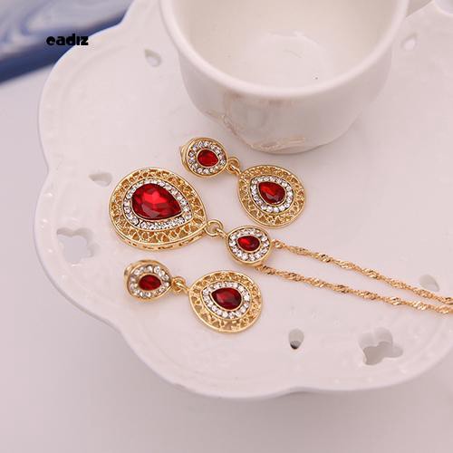 Bộ Dây Chuyền + Bông Tai Hình Oval Đính Đá Sang Trọng