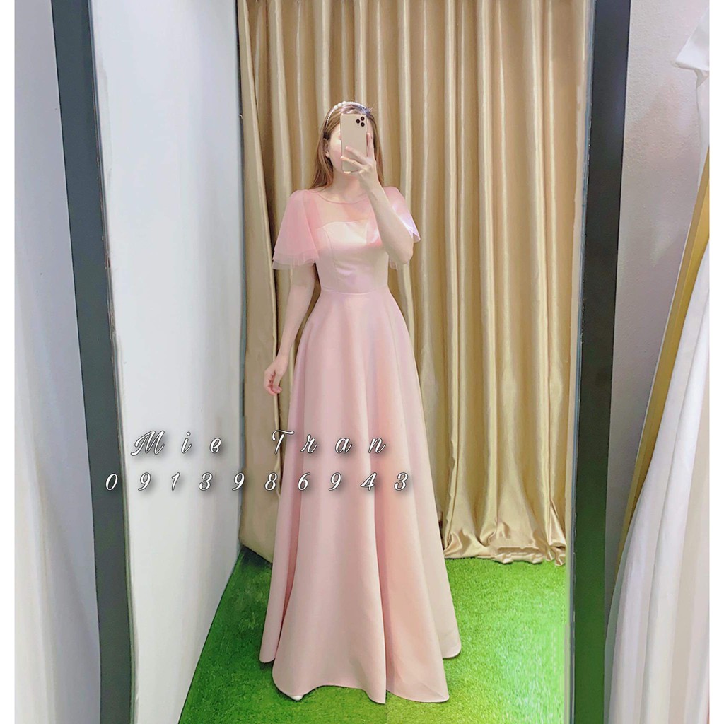 đầm cô dâu, váy cưới cô dâu đi bàn tay lưới ngắn hồng/trắng/đỏ