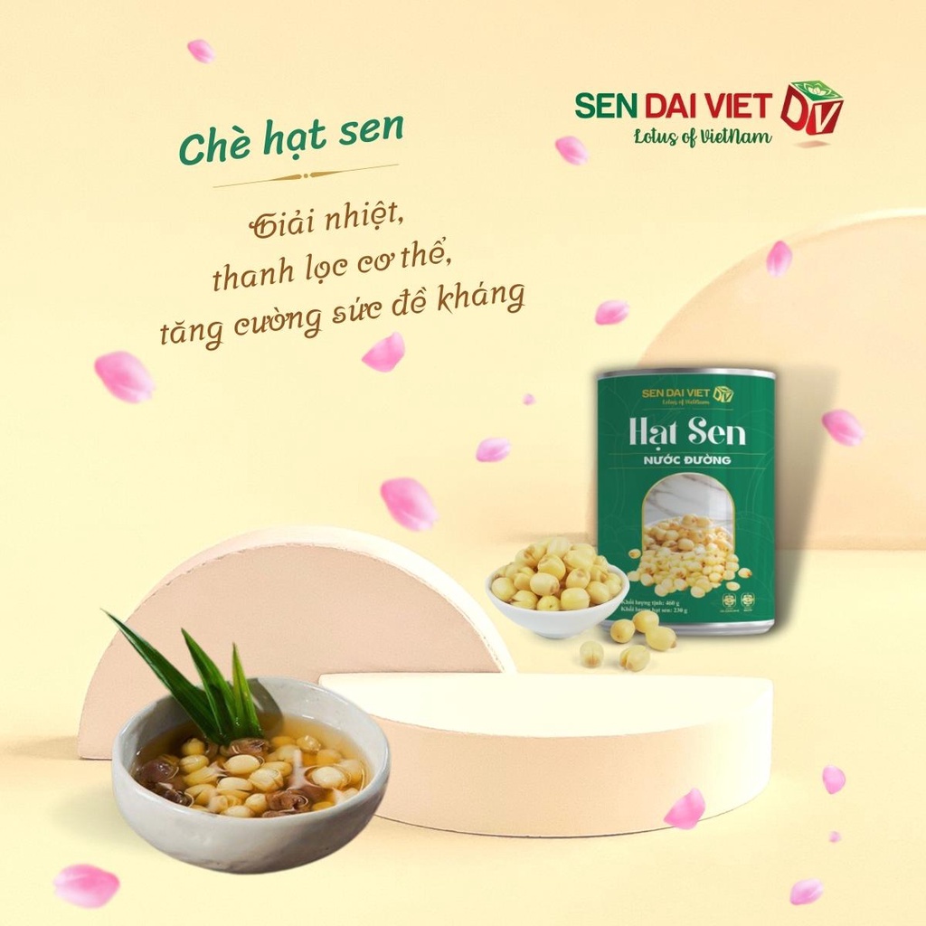 [3 Lon]Hạt Sen Nước Đường-Thơm Ngon,Dễ Dàng Sử Dụng-Sen Đại Việt-Lon 460g