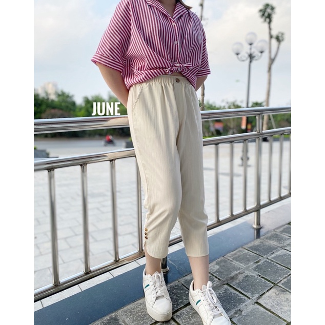 Quần Đũi Linen dáng lửng gấu khuy