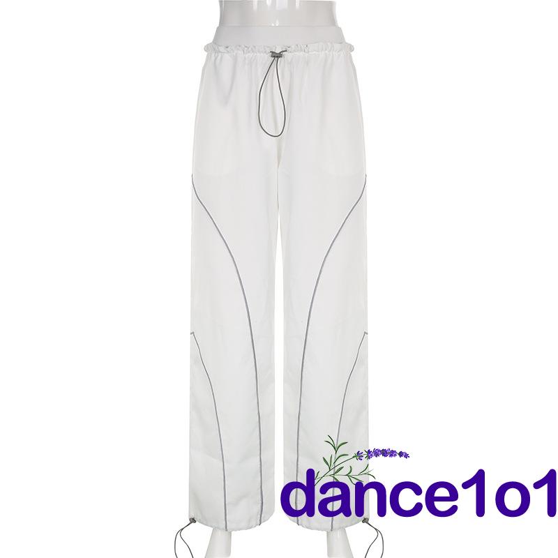 ☾FR♡Women´s High Waist Drawstring Cinched Feet Style Summer Wide Leg Straight Pants