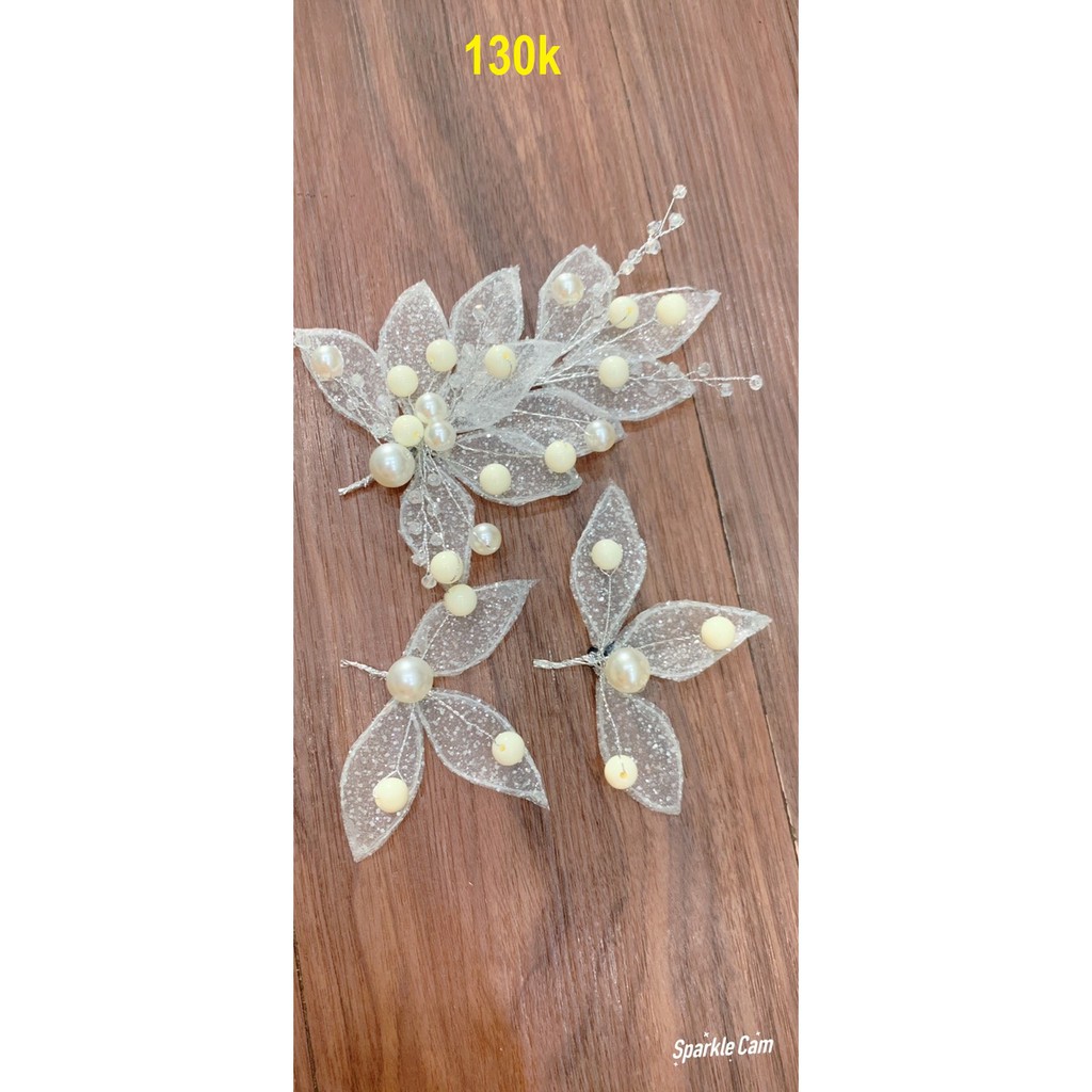 Cài Hình Lá Đính Hạt Trai