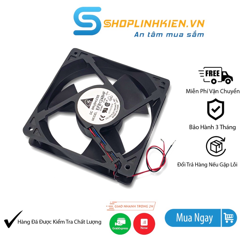 Quạt 48V quạt tản nhiệt 12x12x3.2CM cho tủ điện, fan Delta EFB1248HF DC48V 0.15A - KhoDienTu