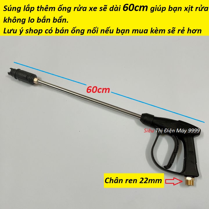 Súng xịt - súng rửa xe áp lực cao mini cho máy xịt rửa áp lực cao vòi rửa xe áp lực ren 22mm 14mm