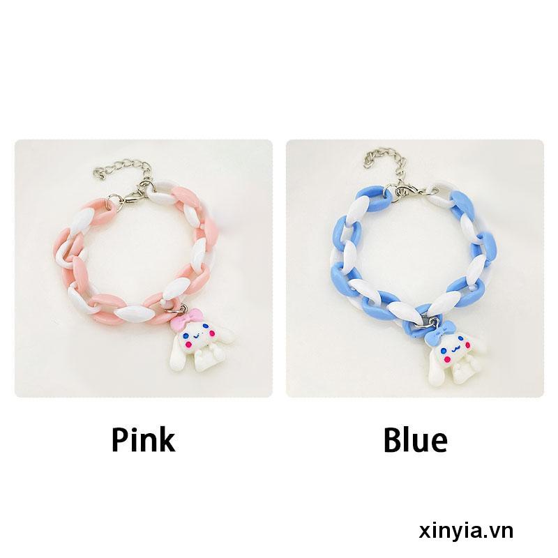 🌺Vòng Tay Dây Bện Mặt Hình Chú Chó Cinnamon Mềm Mại Màu Hồng Xanh Dương Phong Cách Nhật Bản Xinh Xắn
