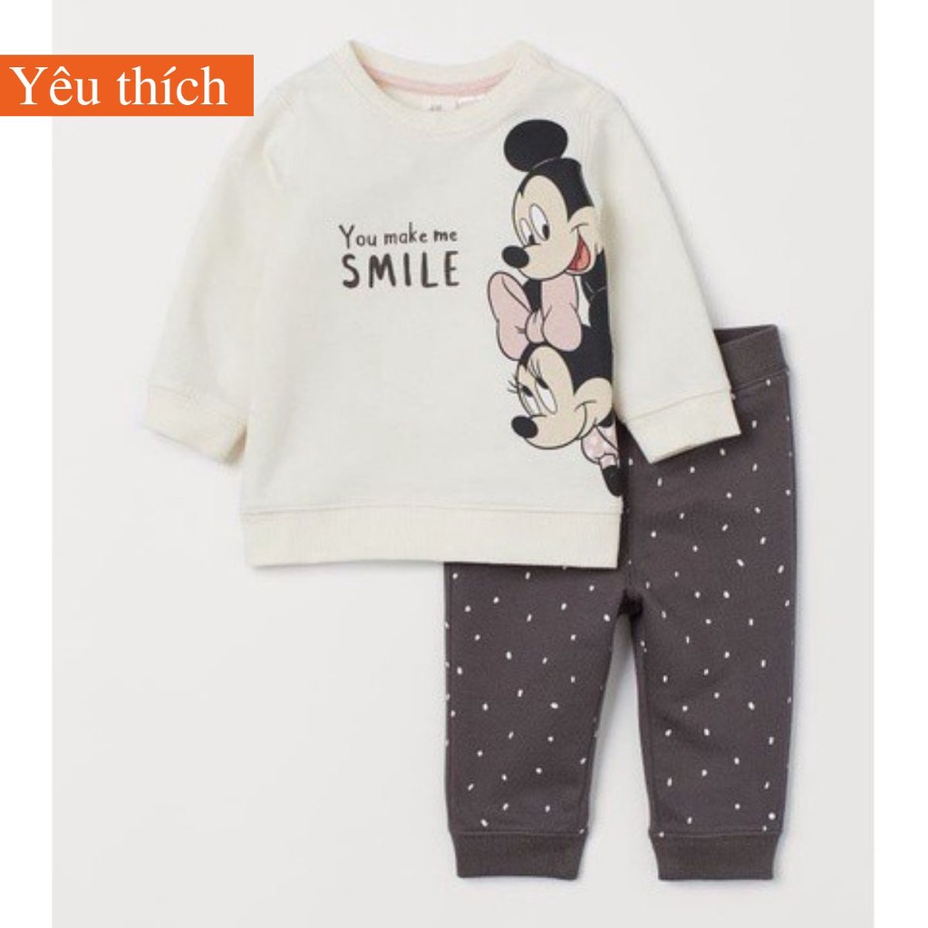 Đồ bộ bé gái - Set bộ nỉ cho bé Minnie HM siêu đẹp cho bé gái size 1-6t