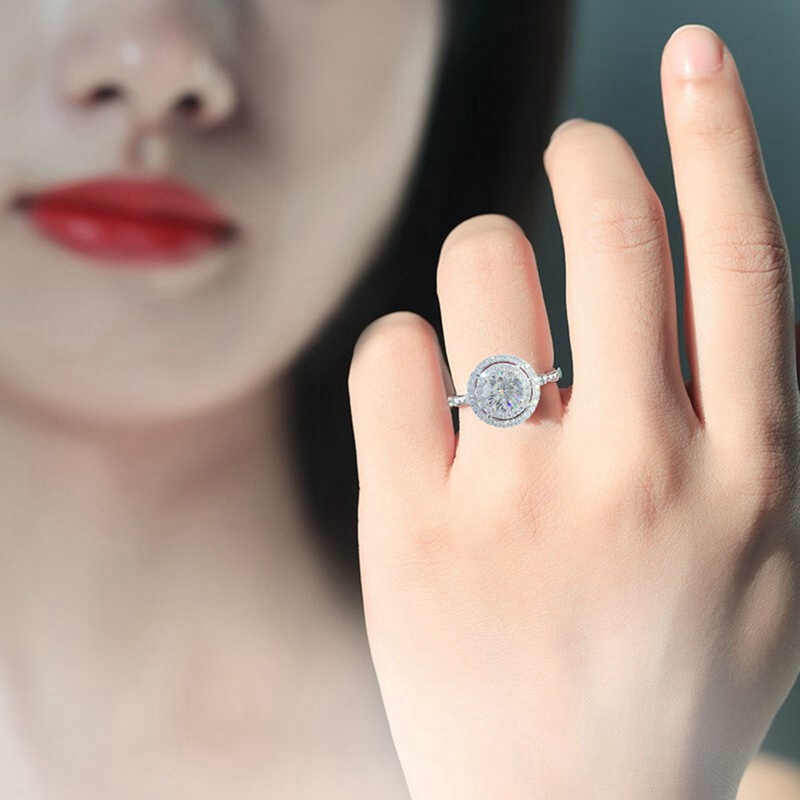 Nhẫn đính đá zircon mạ bạch kim phong cách Âu Mỹ thời trang
