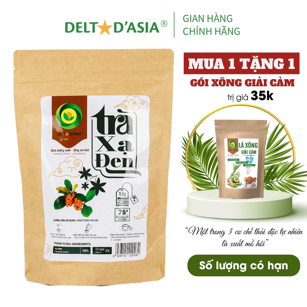 TRÀ XẠ ĐEN – Tăng cường đề kháng, giải trừ độc tố thương hiệu cao cấp Delta D'Asia túi zip