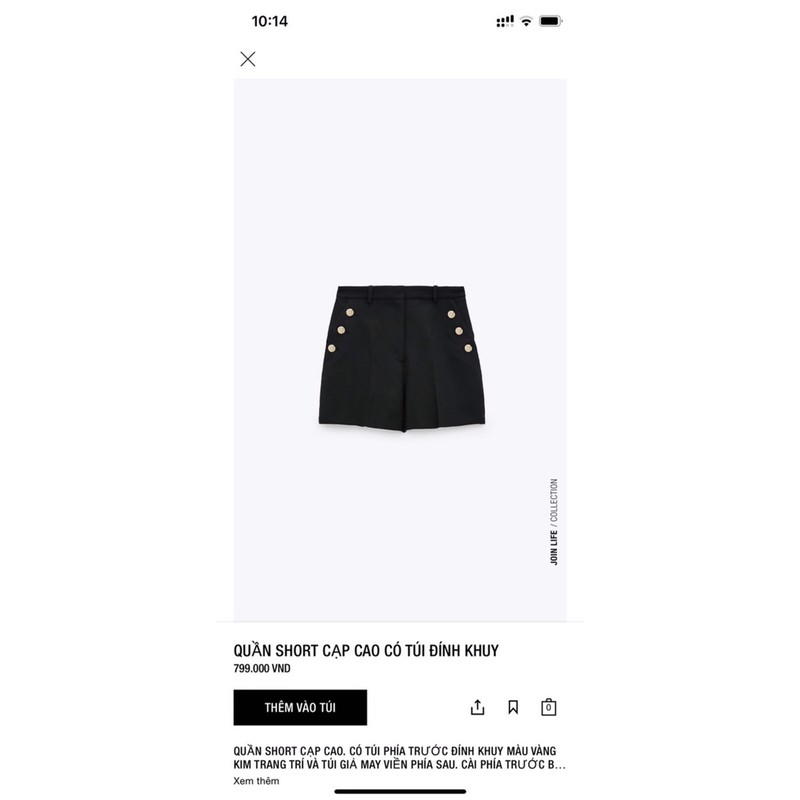 Quần shorts đính cúc