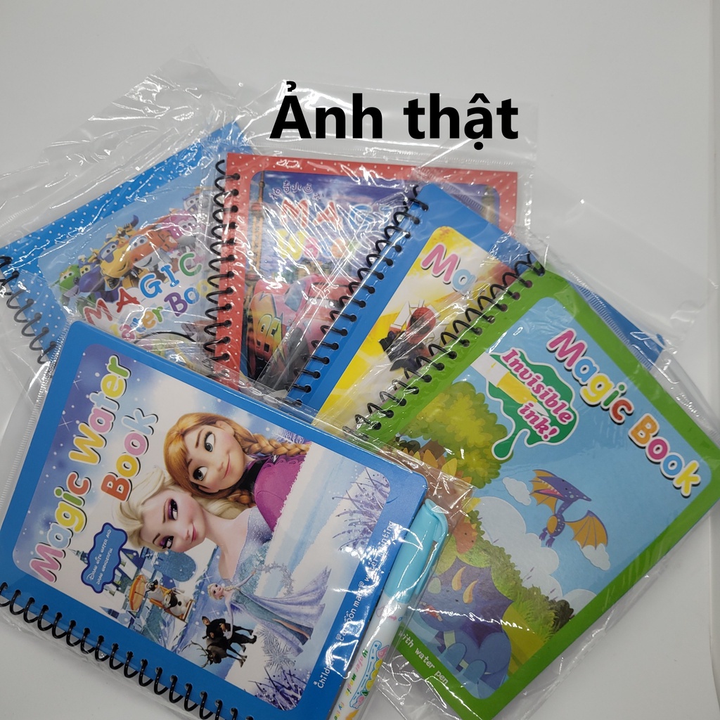 Tranh tô màu nước ma thuật, quyển tập tô thần kỳ, magic water book cho bé , tặng 1 bút tô màu