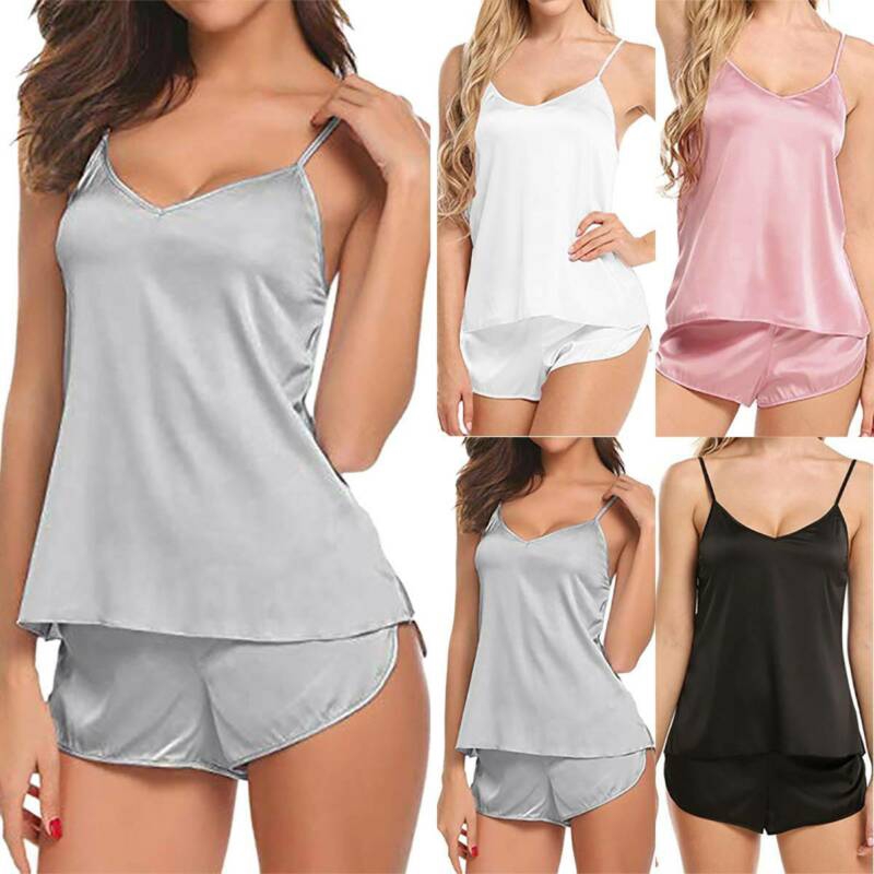 Bộ đồ ngủ nữ 2 món gồm áo hai dây và quần short cotton phong cách gợi cảm