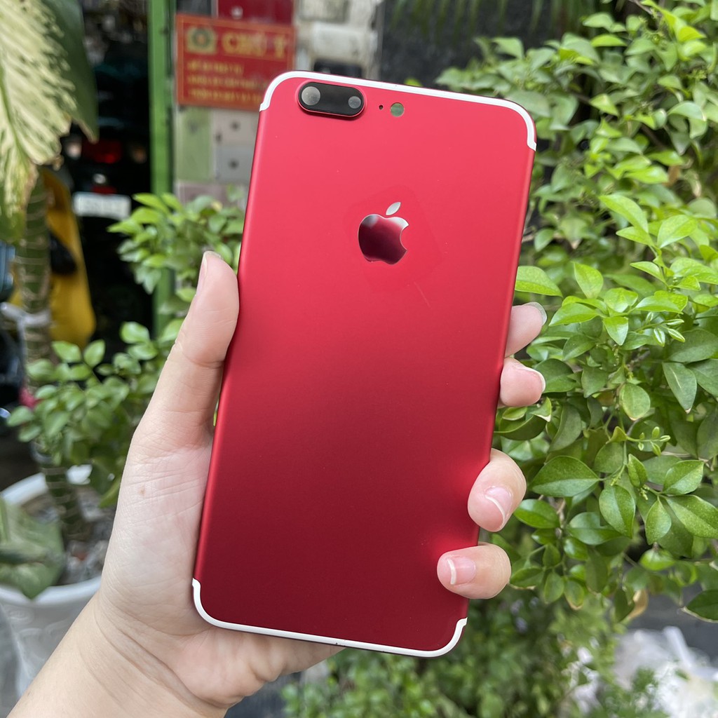 Vỏ iPhone 6 Plus độ lên 7 Plus màu đỏ, kèm bộ phím