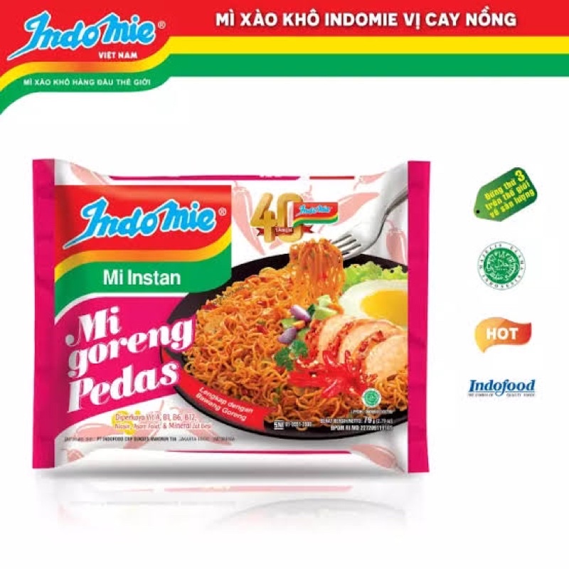 Mì xào khô vị cay nồng và vị sườn Indomie thùng 40 gói