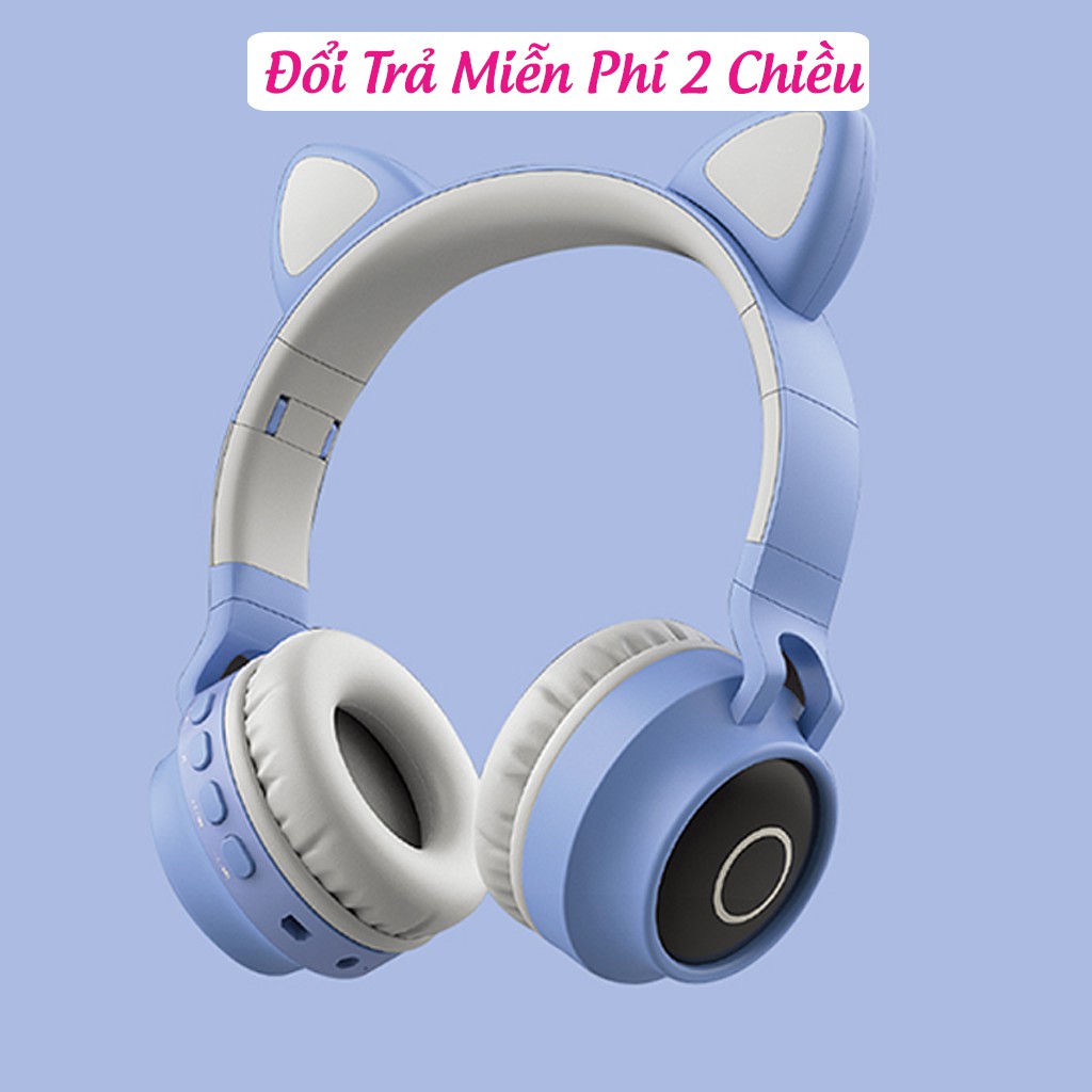 Tai Nghe Tai Mèo Bluetooth, Headphone Tai Mèo Dễ Thương Âm Bass Cực Hay Và Dung Lượng Pin Khủng 400mAh