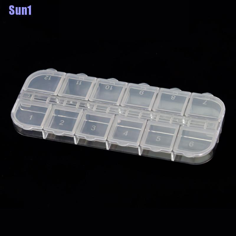 1 &gt; Hộp Nhựa Trong Suốt 12 Ô Trang Trí Móng Tay