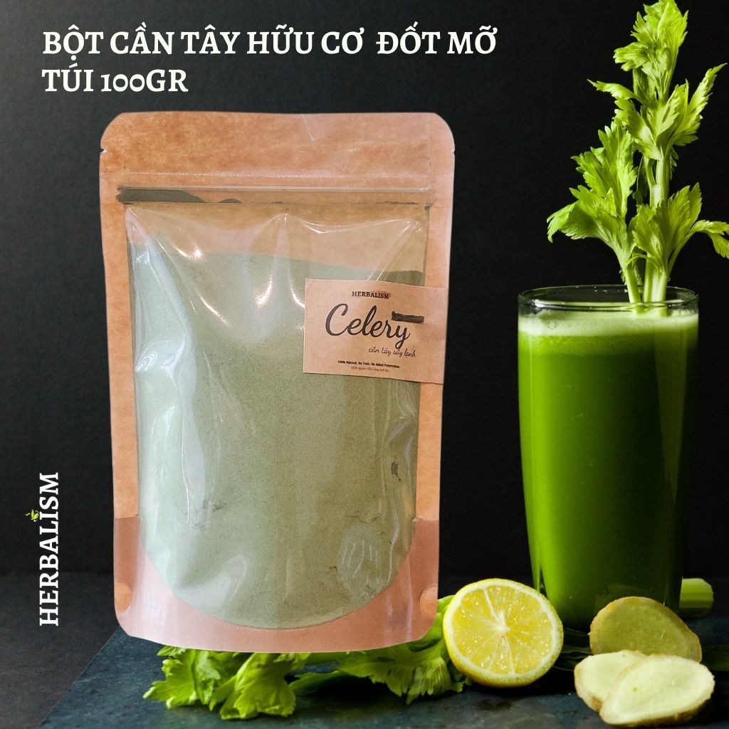 [HÀNG CAO CẤP] Bột Cần Tây Hữu Cơ Giảm cân Sấy Lạnh Nguyên Chất Herbalism | Nước ép cần tây detox, giảm mỡ trong 5 giây