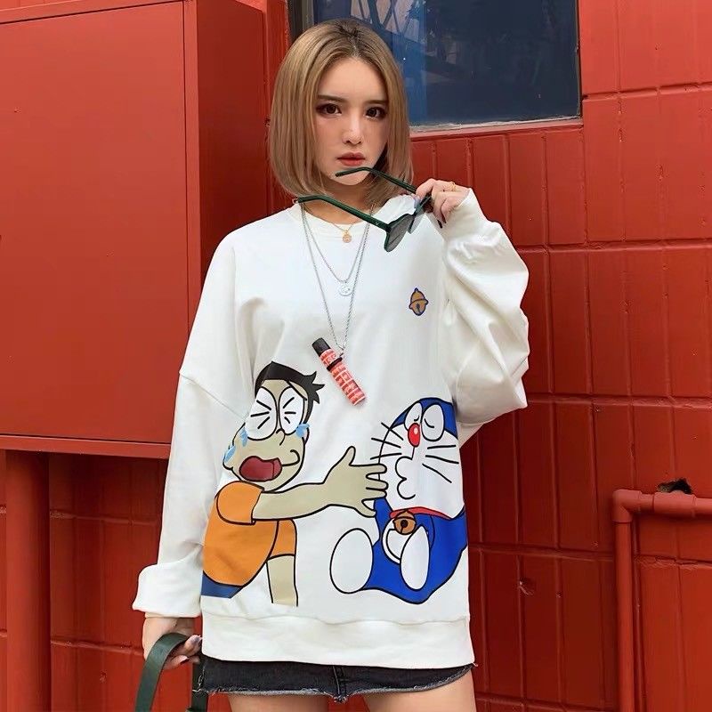 Áo thun nữ dài tay in hình Doraemon thời trang