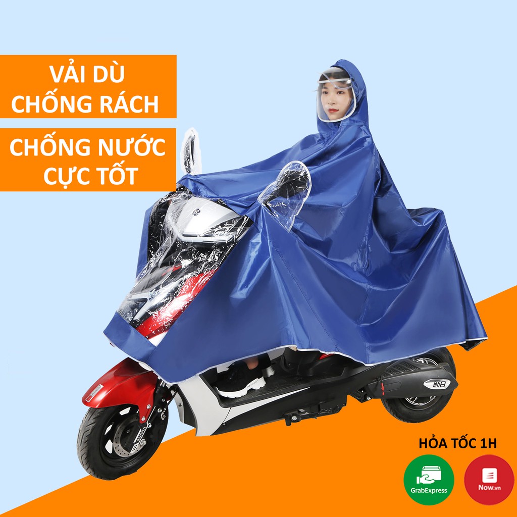 Áo Mưa 1 Người Có Kính Chắn Nước Che Mặt Cánh Dơi Chống Thấm Cao Cấp Phản Quang Có Túi Chùm Gương Chiếu Hậu