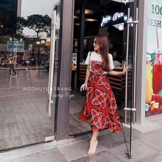 Set valentino chân váy dài dáng maxi