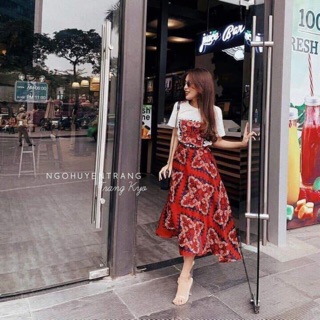 Set valentino chân váy dài dáng maxi