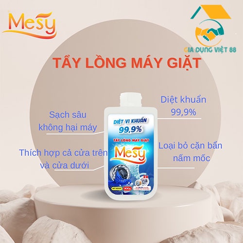 TẨY LỒNG MÁY GIẶT MESY CÔNG NGHỆ MỚI AN TOÀN CHO MÁY GIẶT