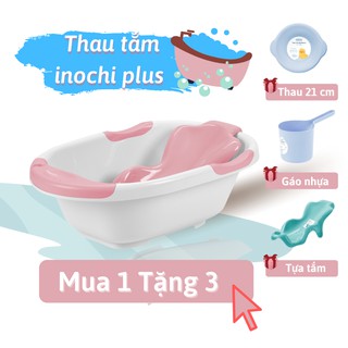 Chậu tắm cho bé -thau tắm cho bé inochi size to 120l cho bé từ sơ sinh đến 8 tuổi tặng thau rửa mặt tựa tắm gáo múc nước