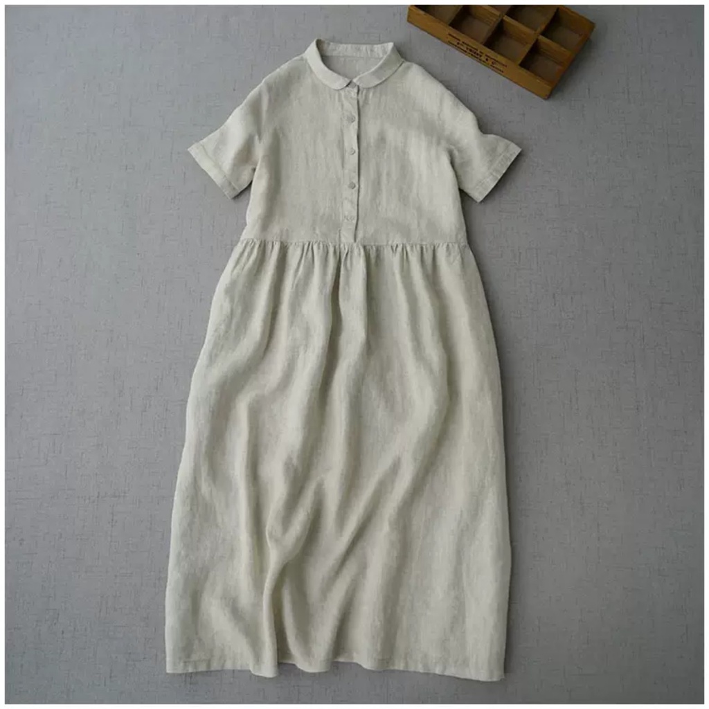 Đầm linen [dáng suông+ cổ Đức + đầm thiết kế]