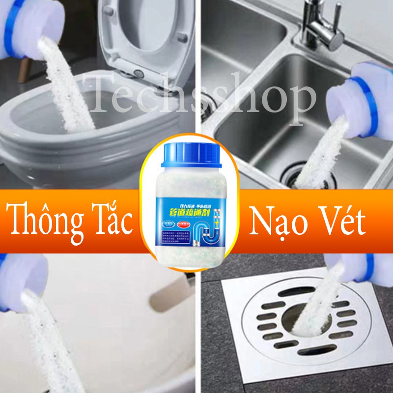 Bột Thông Tắc Bồn Cầu Cho Nhà Tắm - Thông Cống Bồn Rửa Tay Cho Nhà Bếp - Nạo Vét Cống Sàn Nắp Xanh 268gr