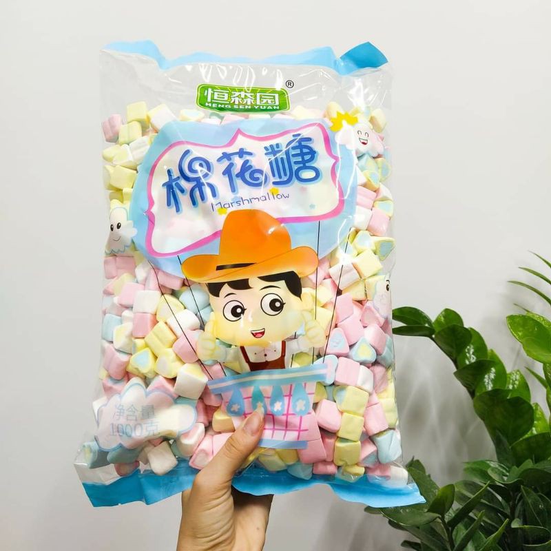 Kẹo dẻo xốp Marshmallow trang trí bánh kem (Bịch 1kg) - Loại đẹp, kẹo bông gòn