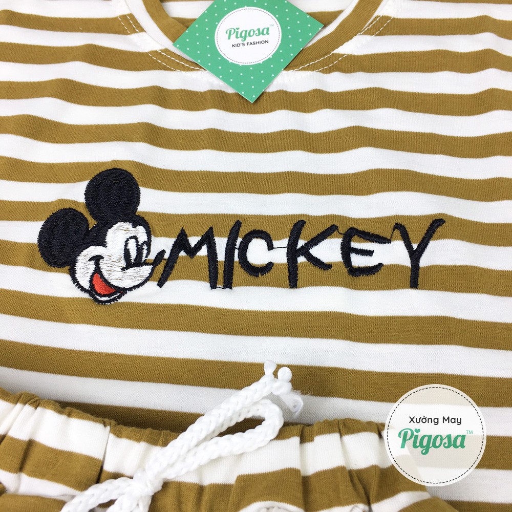 [XẢ KHO][Set Áo + Quần] Set Đồ Bộ Kẻ Sọc Cho Bé Gái / Trai thêu hình Mickey Dễ Thương - HAPY SB528