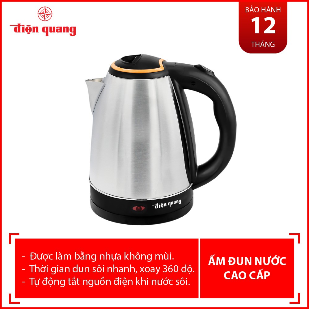 &lt; CHÍNH HÃNG &gt; ẤM SIÊU TỐC ĐIỆN QUANG DQ EKT06 1518 BL- (1500W, 1.8L, INOX 201, NHỰA PP/ MÀU ĐEN)