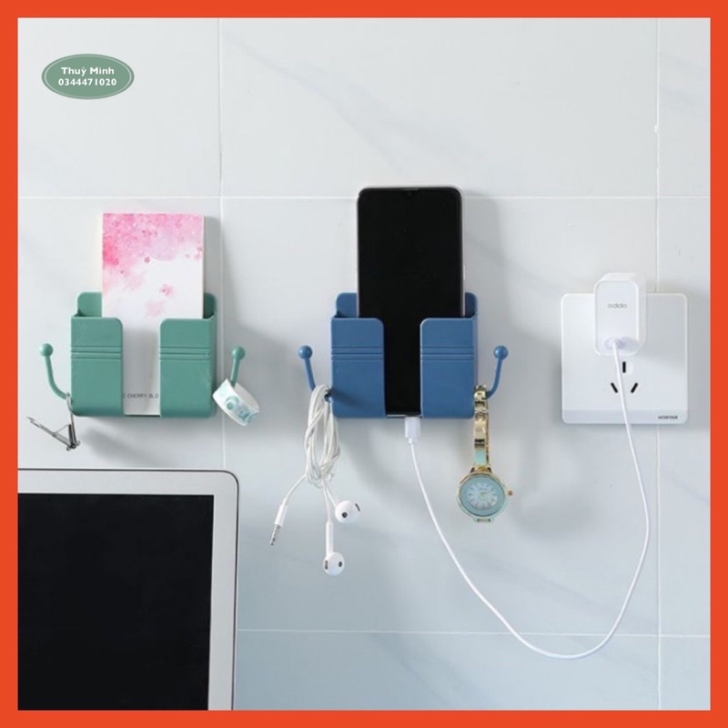 Kệ dán tường có tai để điện thoại, remote đa năng không cần khoan