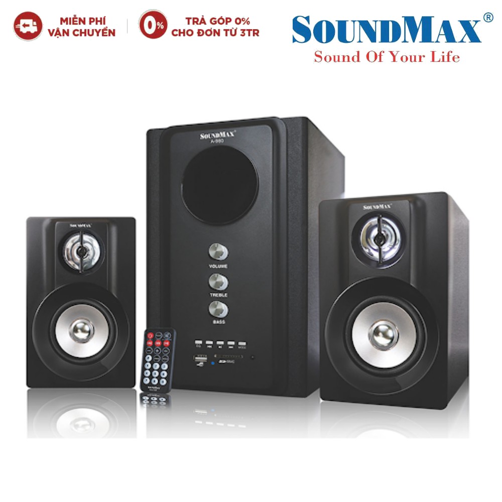 [Mã ELMALLCOIN hoàn 8% xu đơn 499K] Loa 2.1 SoundMAX A980 (Đen) Hàng chính hãng new 100%