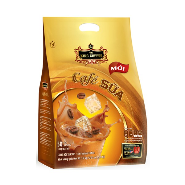 [Mã BMLTA50 giảm 10% đơn 99K] Cà Phê Sữa Hòa Tan 3in1 KING COFFEE - Túi 50 gói x 24g