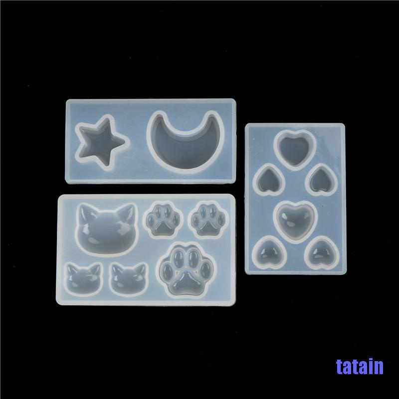 Khuôn Silicone Làm Trang Sức Resin Hình Dấu Chân Mèo / Trái Tim / Ngôi Sao / Mặt Trăng / Móng Vuốt Mèo Diy