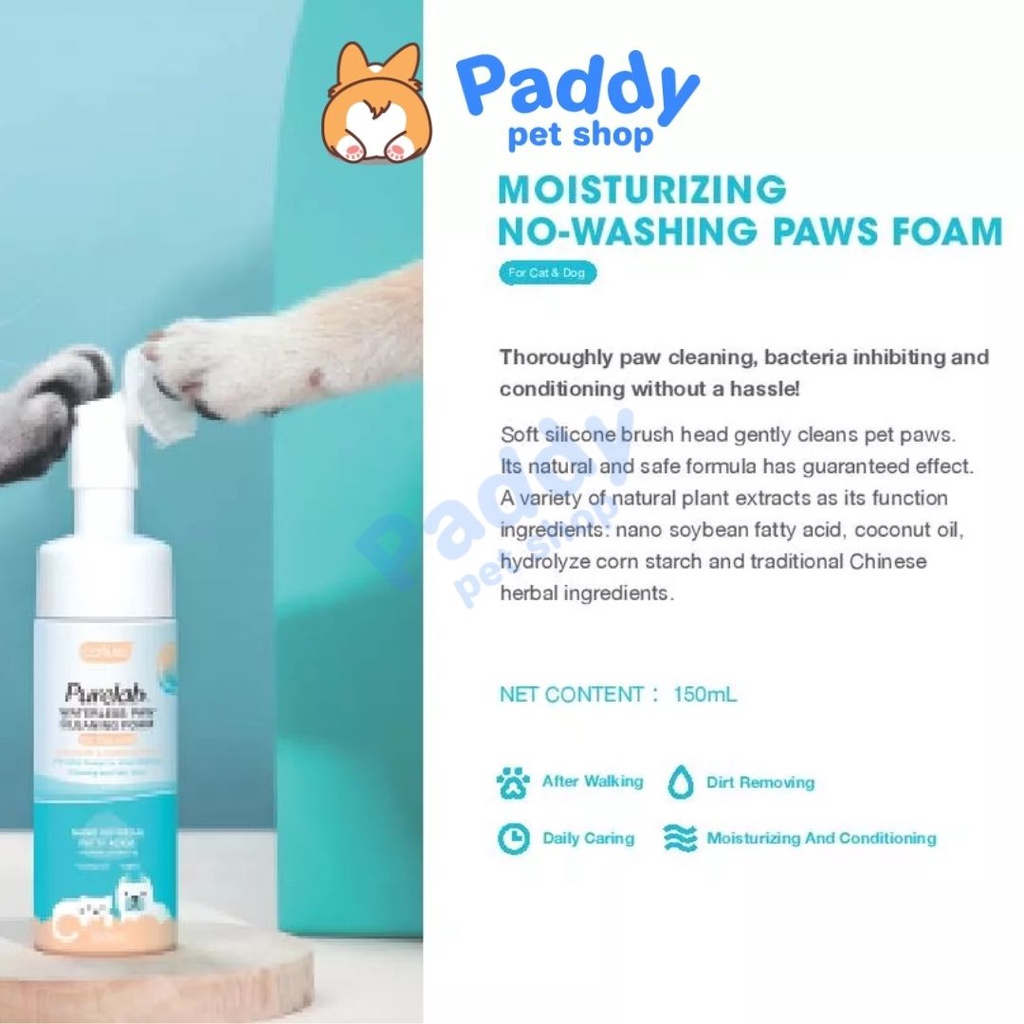 Bọt Vệ Sinh Chân Chó Mèo Cature Purelab Waterless Paw Foam 150ml